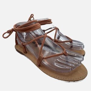 Madewell The Boardwalk lace up flat leather sandals 6.5